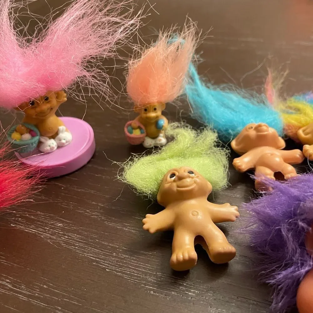 Russ Vintage Troll Lot Cupid Ring Pencil Toppers Easter lot of 9